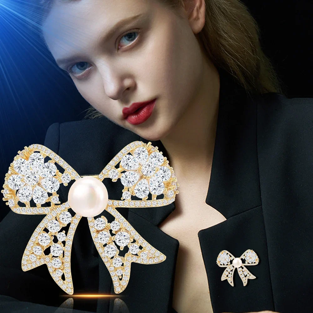 

Luxury Pearl Crystal Jewelry Butterfly Brooch Charm Elegant Lady Badge Classic Banquet Dress Suit High-end Pin Jewelry Gifts