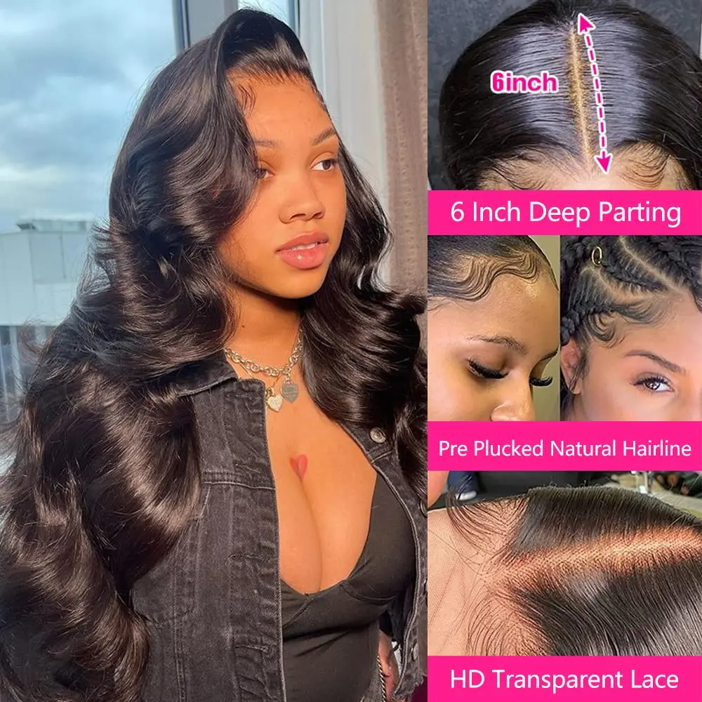 Perruque Lace Front Wig Body Wave brésilienne Remy naturelle, cheveux bouclés, 13x6, 13x4, 30 40 pouces, 100% cheveux humains