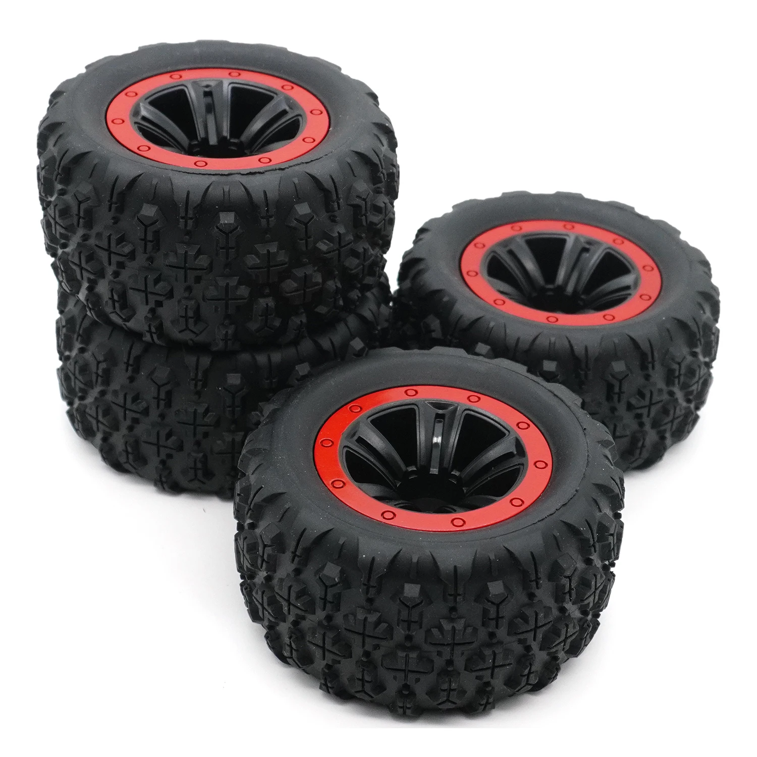 4PCS 85mm Skidproof Rubber Tire Wheels 12mm HEX for 1/14 1/16 WLTOYS 144001 MJX Hyper Go SCY RC Monster Truck Tyre Upgrade Parts