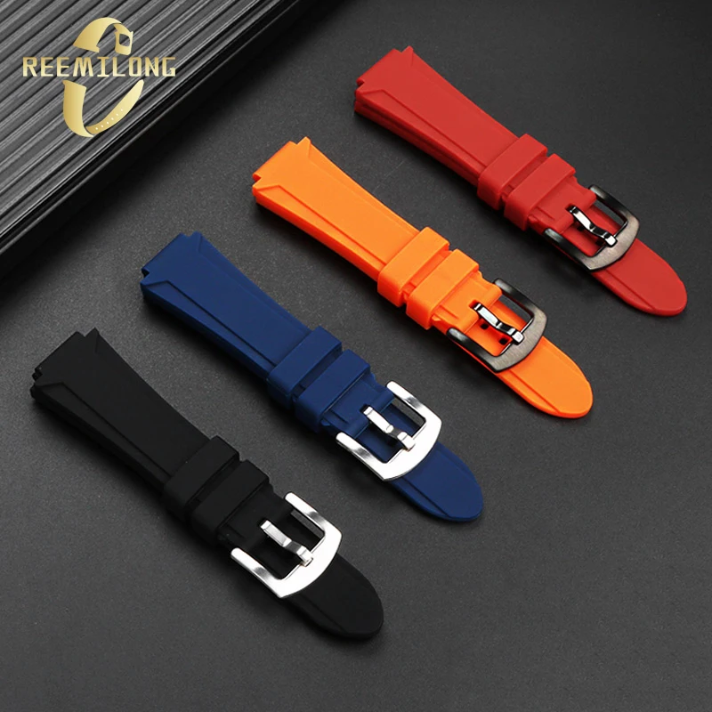 Silicone rubber watchstrap 24*16mm Convex joint black blue green orange men watchband For Timex Adventure Tidal IQ T2N720 T2N721