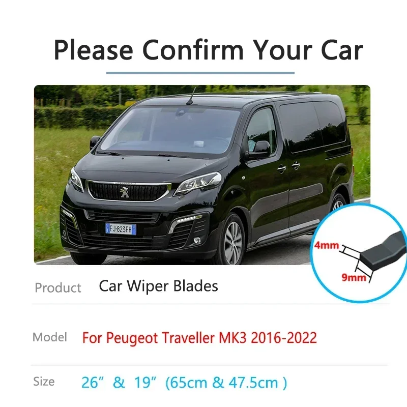 For Peugeot Traveller Citroen Jumpy MK3 2016~2022 Rubber Strip Refill Wiper Blades Cutter Brushes Window Windshield Windscreen