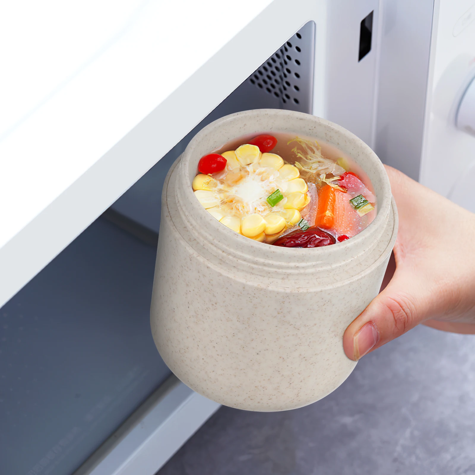 

1Pcs Portable Water Bottle Milk Cup Microwave Safe Soup Bowl Lightweight Plastic Travel Mug for Hot and Cold Drinks Bpa Free