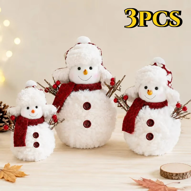 3Pcs Christmas/New Year decoration ornament, large/medium/small snowman home desktop cabinet atmosphere decoration ornament