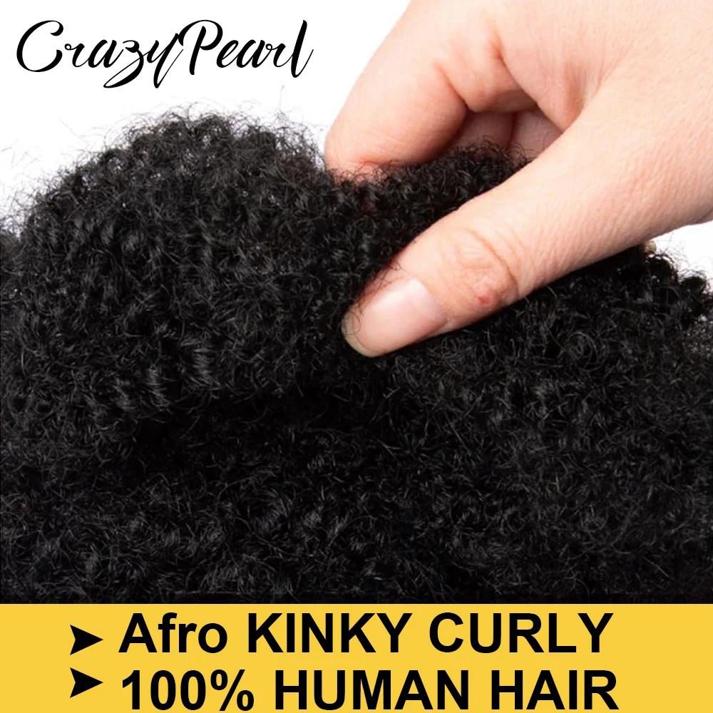 CrazyPearl Cabelo Humano Afro Kinky em Massa para Extensão de Dreadlocks, Reparo de Locs, Tranças e Penteados Afro Kinky Naturais
