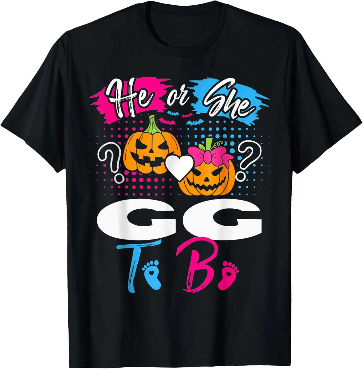 He or She GG To Be Halloween Pumpkin Gender Reveal T-Shirt