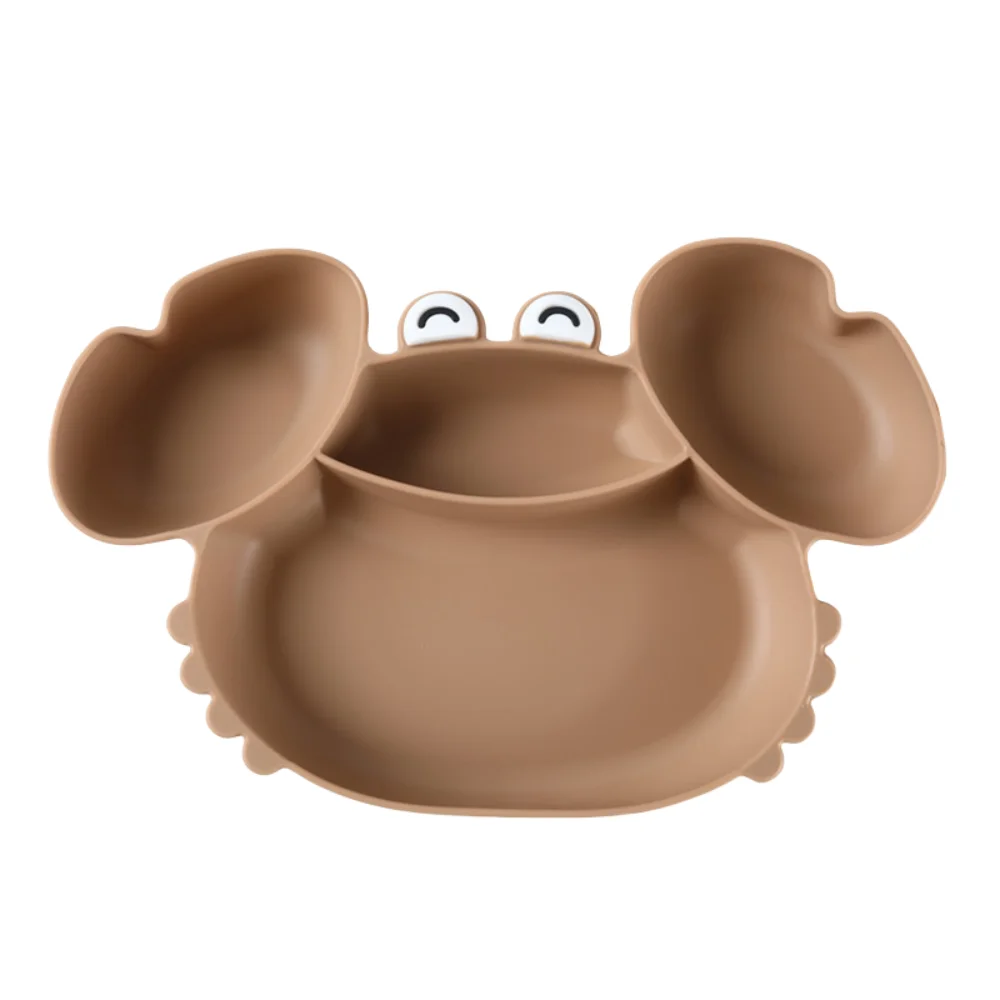 

Portable Children Crab Silicone Suction Bowls Flexible Cartoon Baby Compartmentalized Dinner Plate Lightweight Sturdy