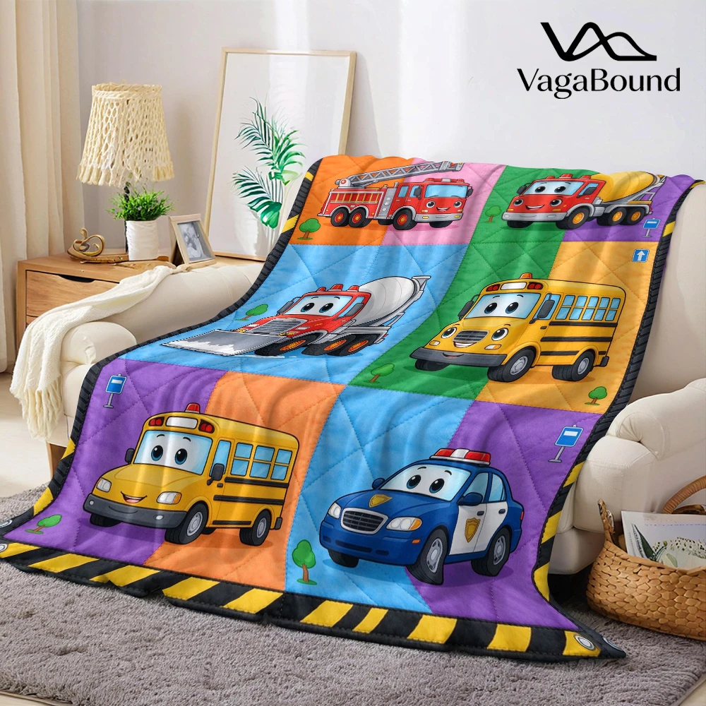 Fire Mixer Plow School Flannel Blanket Perfect for Sofa Office Bed Travel Sleep Read Relax Camping Four Season Use