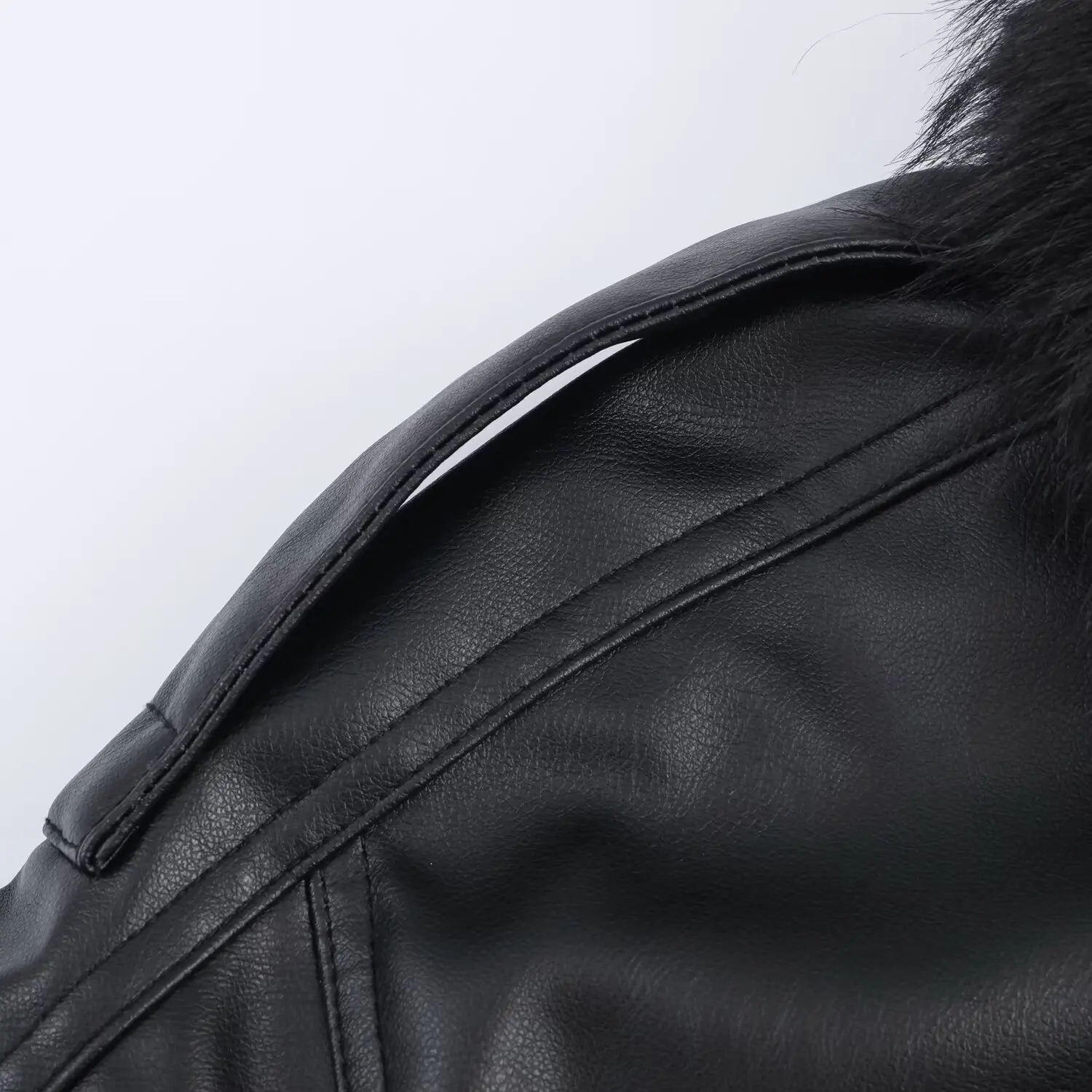 Veste en cuir à col en fausse fourrure amovible pour femme, avec grandes poches, fermeture éclair, Style décontracté, Streetwear, automne et hiver