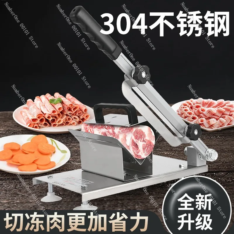 304 Stainless Steel Lamb Roll Slicer, Manual Meat and Fruit Slicer for Household Use, Multi-Function Small Meat Cutter