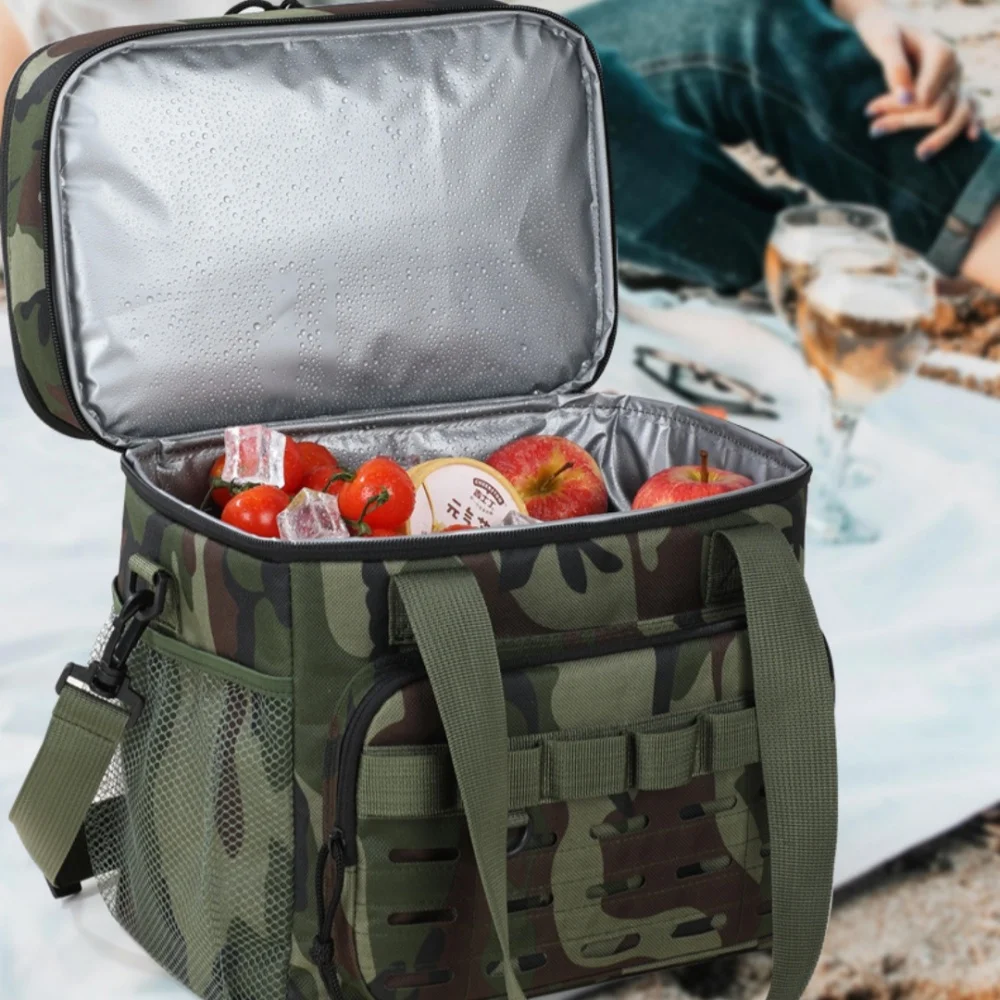 

Thickened Freezer Bag Camouflage Insulated Lunch Bag Portable Picnic Bag Double Layer For Beach Trips Outdoor Excursions