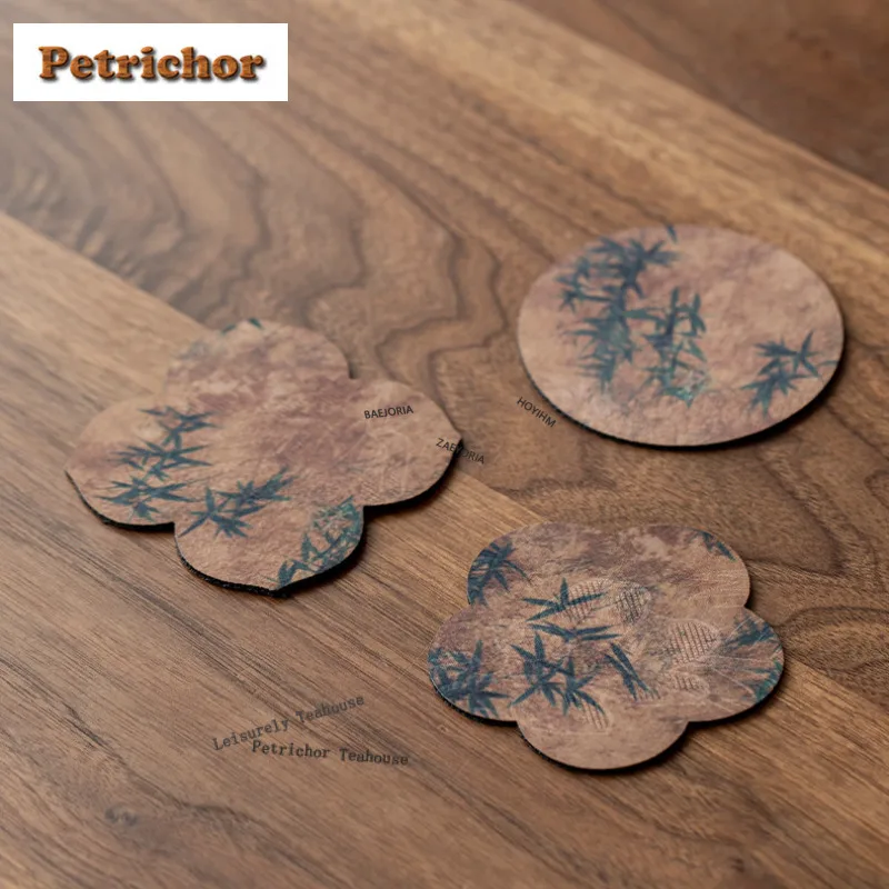 2pc/lot Cotton And Linen Bamboo Shadow Coasters Aesthetic Hot Pad For Coffee Cups Saucer Anti-scald Placemats Cup Holder Craft