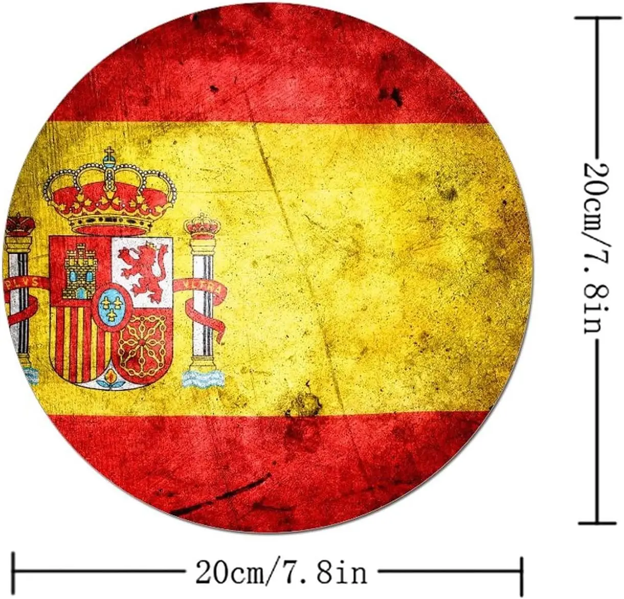 Closeup of Grunge Spanish Flag Premium Textured Mouse Mat with Non-Slip Rubber Round Mousepad for Laptop Computer Office Desk