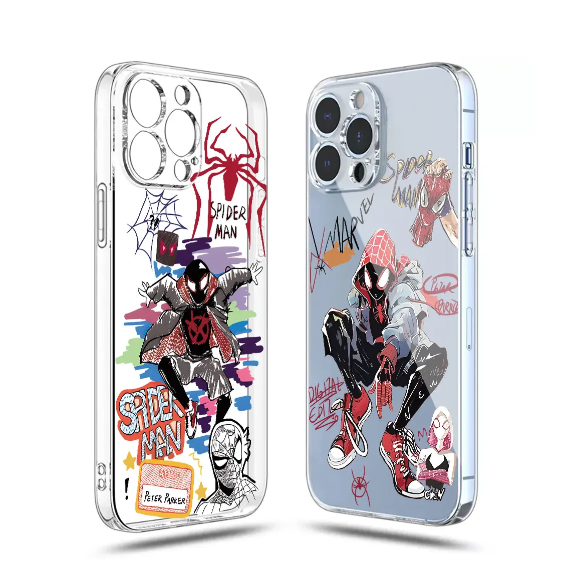 Funny Marvel Spiderman Hot Movie Phone Case For iPhone 15 14 13 12 11 Mini Pro Max X XR XSMax 7 8 Plus SE20 Transparent Cover