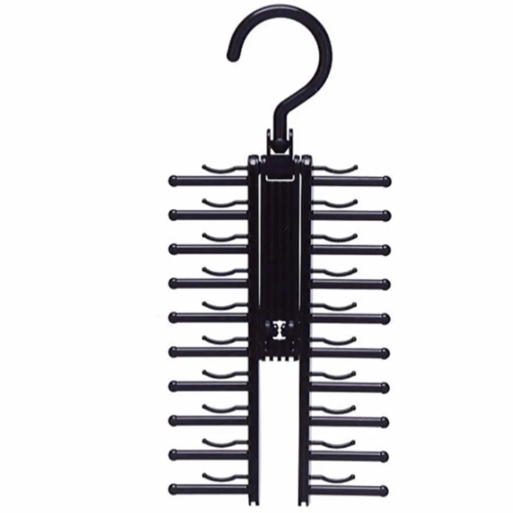 Durable Plastic Tie Rack Multifunctional 20 Rows Tie Organizer Hanging Space-saving Scarf Storage Rack Tie Display