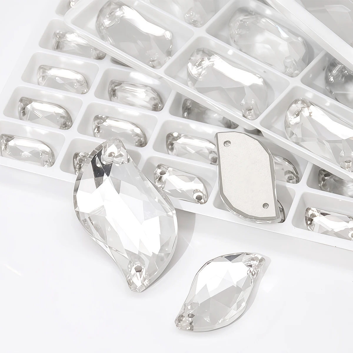 S Shape Sew On Rhinestone Crystal Glass Strass Stone  Flat Back with Two Holesfor Wedding Garment Ornament Clothes Bags Shoes