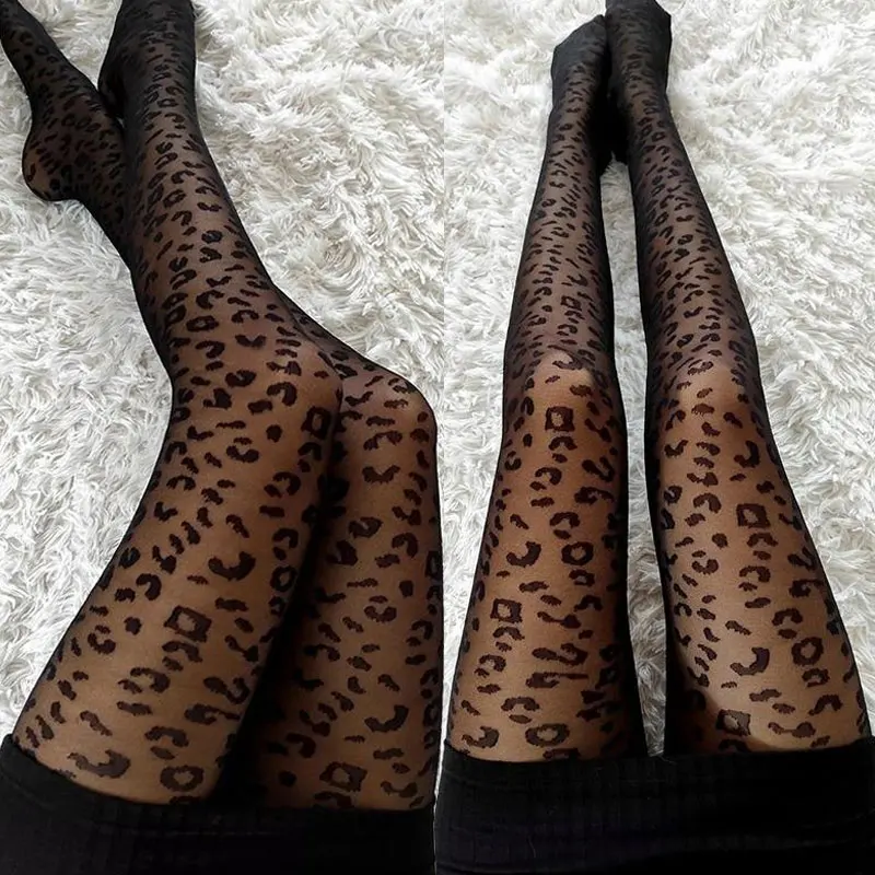 

Сексуальные колготки с леопардовым принтом, женские колготки с ретро-принтом, толстые бархатные теплые суперэластичные колготки Y2k, тонкие чулки
