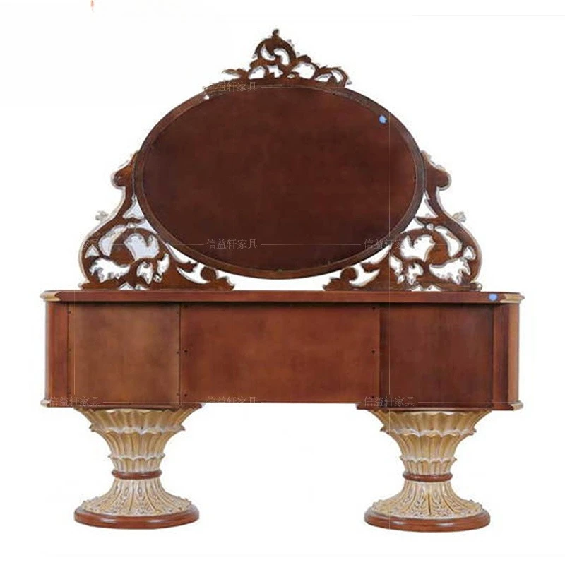 

European dressing table solid wood carving flower bedroom French dressing table