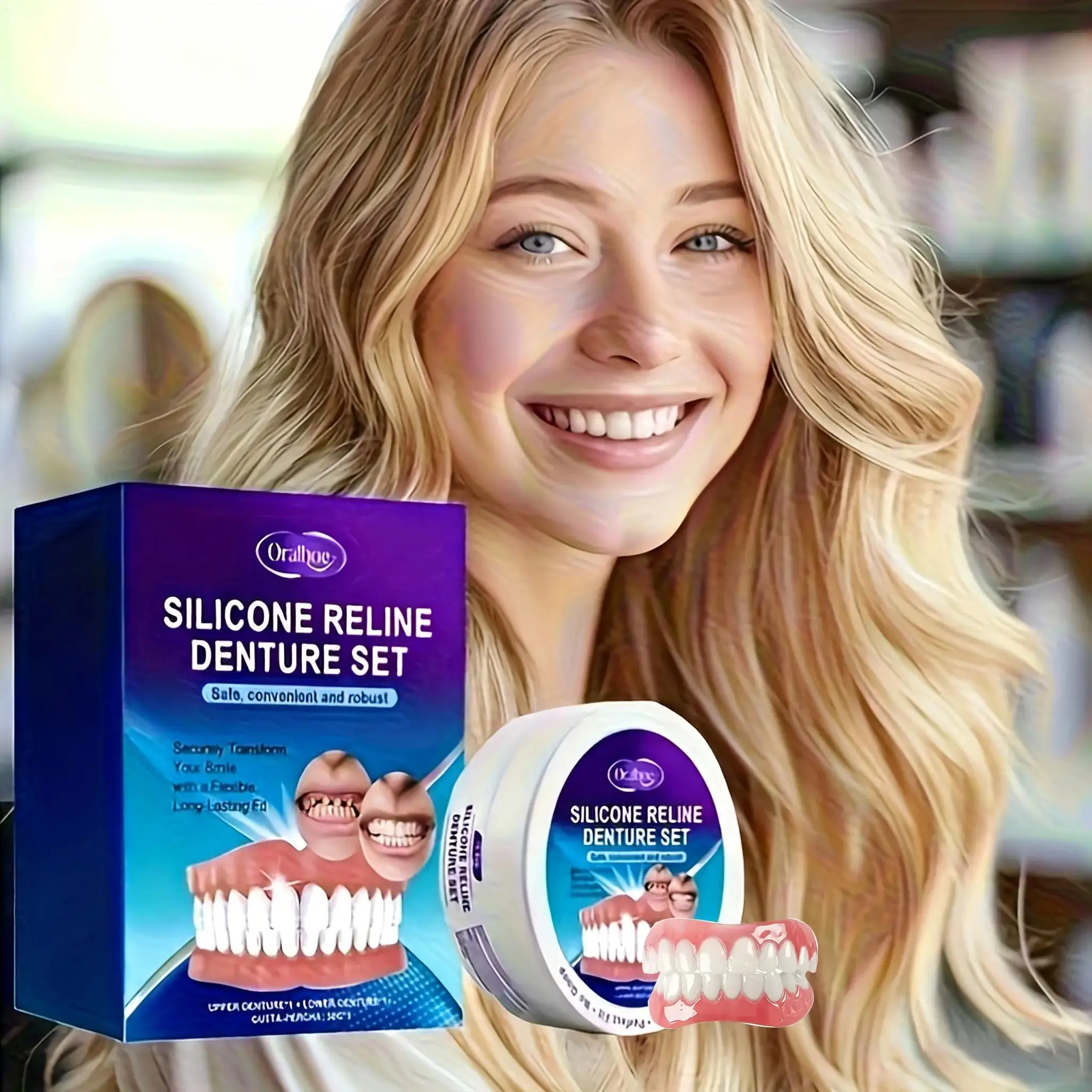 

eshReusable denture veneers with adhesive, upper and lower temporary dentures, a natural aesthetic Random Pack CK848