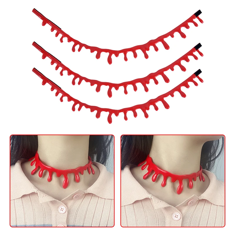 Halloween Blood Drop Necklace Creative Funny Red Beads Tassel Pendant  Halloween Party Necklaces Jewelry Accessories