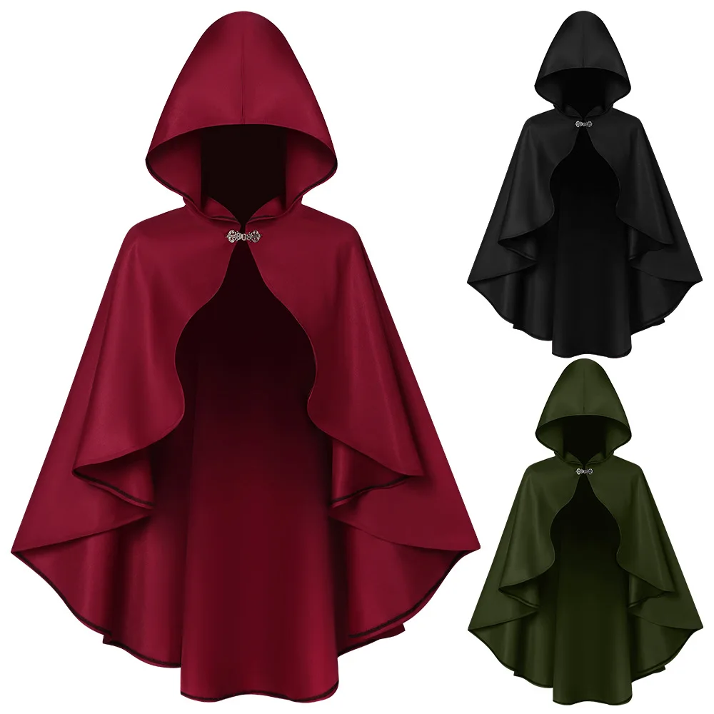 Novo renascentista capa com capuz adulto medieval xale cosplay traje rpg prop tema roupas