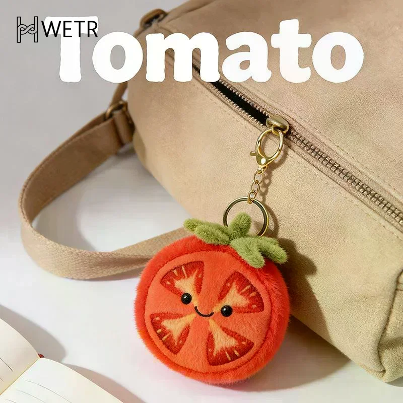 Kawaii Cartoon Simulation Anime Fruit Tomato Filled Plush Toy Keychain Children's Lovely Tomato Pendant Doll Gift