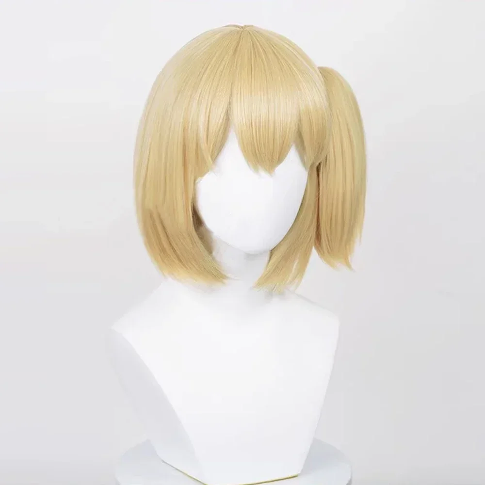 Perucas femininas sintéticas curtas retas loira anime cosplay peruca de cabelo resistente ao calor para festa diária