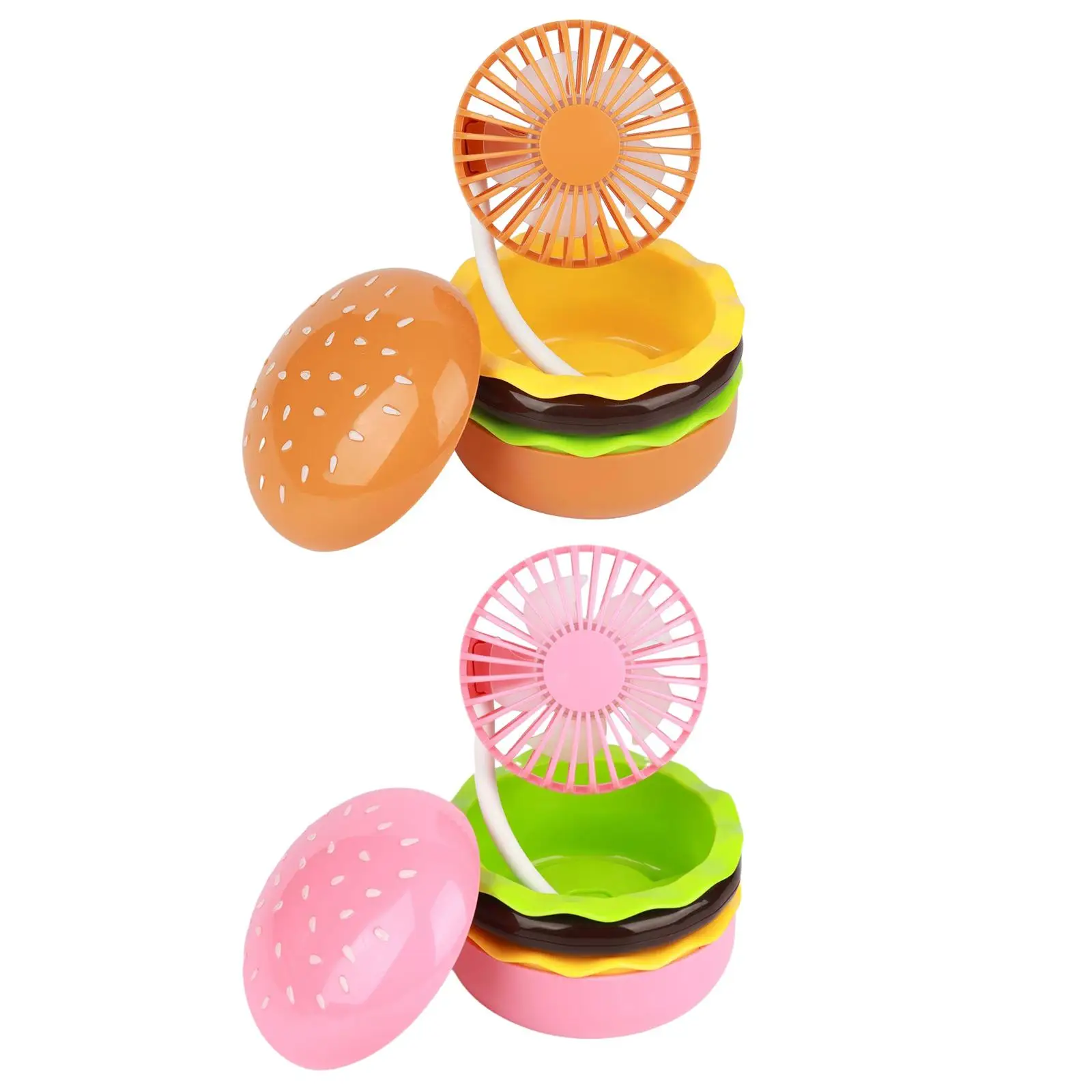 Burger Shaped Mini Fan Kids Outdoor Hand Fan Toy Eyelash Fan Children Pocket Fan USB Desk Fan for Dorm Office Kids