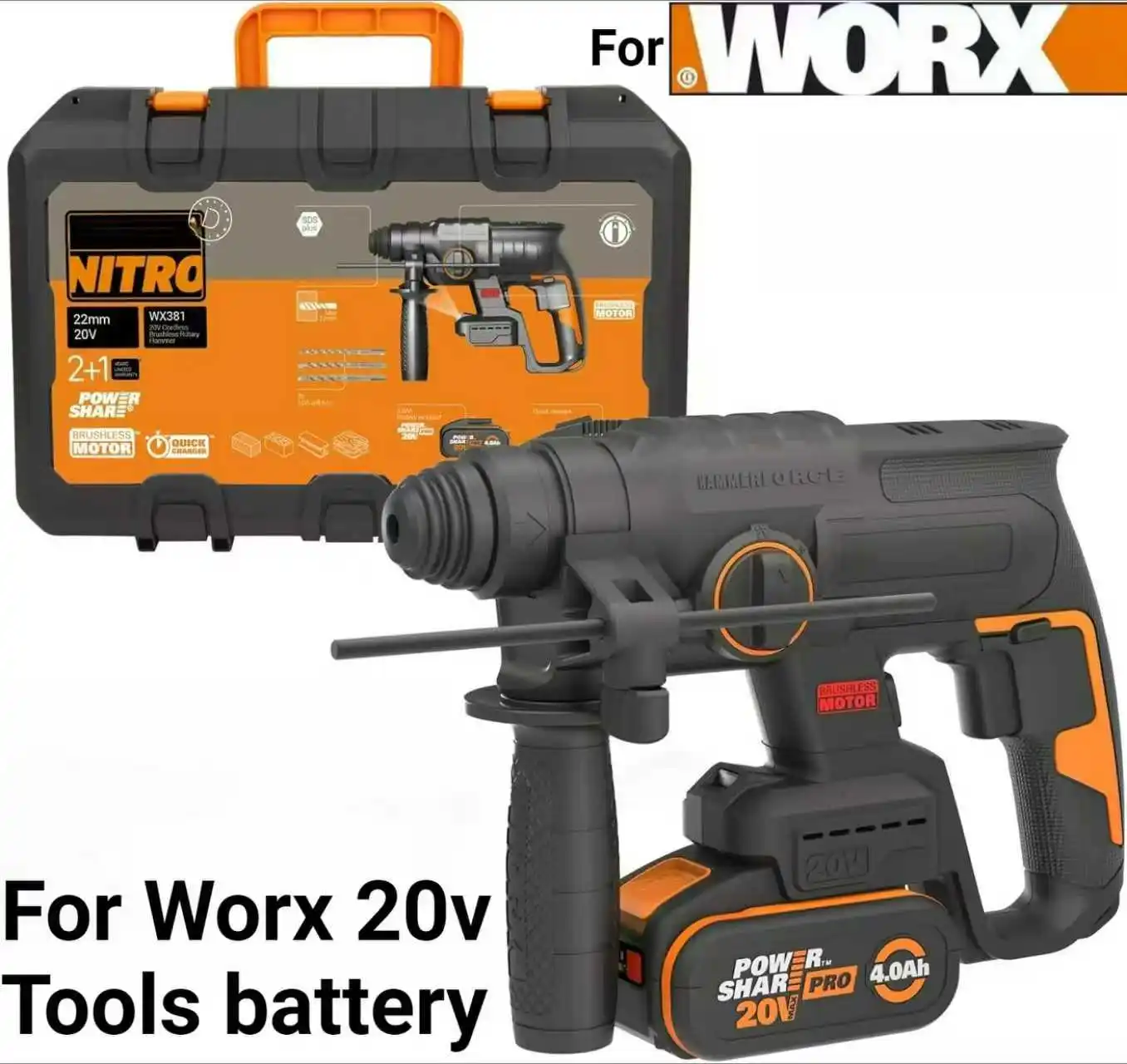 

For Worx Original20V 6.0/8.0Ah Lithium Battery WA3551 WG630 WG629 WX372 WX390 WX550 WX523hargeable Batteries Electric Power Tool