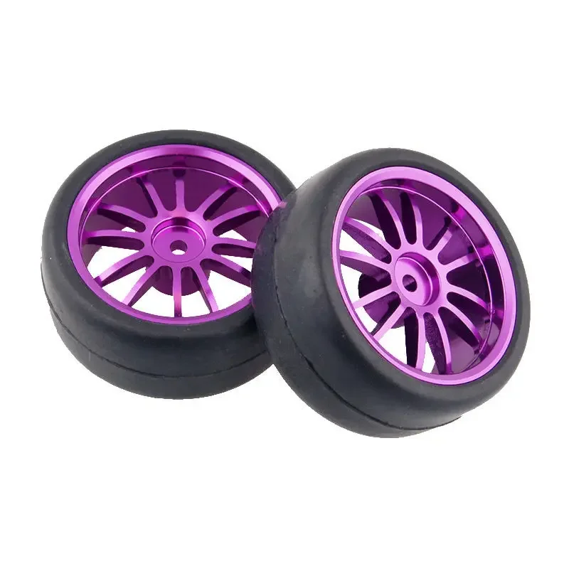 RC 123 Purple Aluminum Wheel Rubber Tires Fit for HSP HPI 1:10 On-Road Car