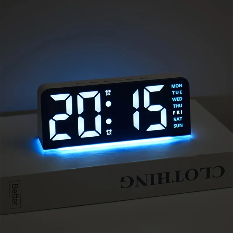 Reloj despertador digital LED de escritorio, reloj de mesa con luz nocturna, pantalla de temperatura y hora, retroiluminación, reloj con función de repetición, decoración moderna reloj digital