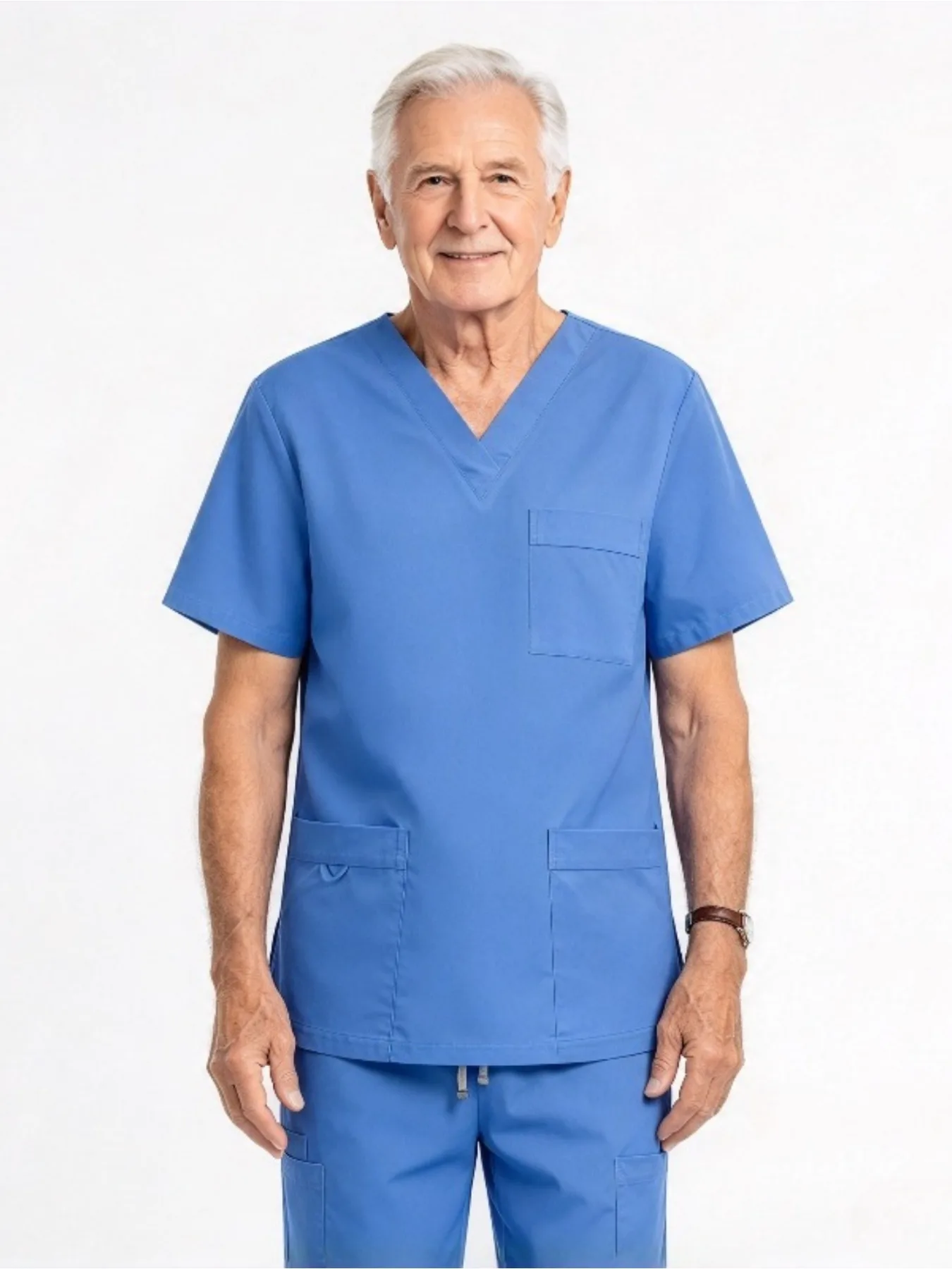 Enjelwang Men's V-neck Frosted Workwear Two-piece Caregiver Casual Wear Doctor Nurse Beauty Work Practical Clothing