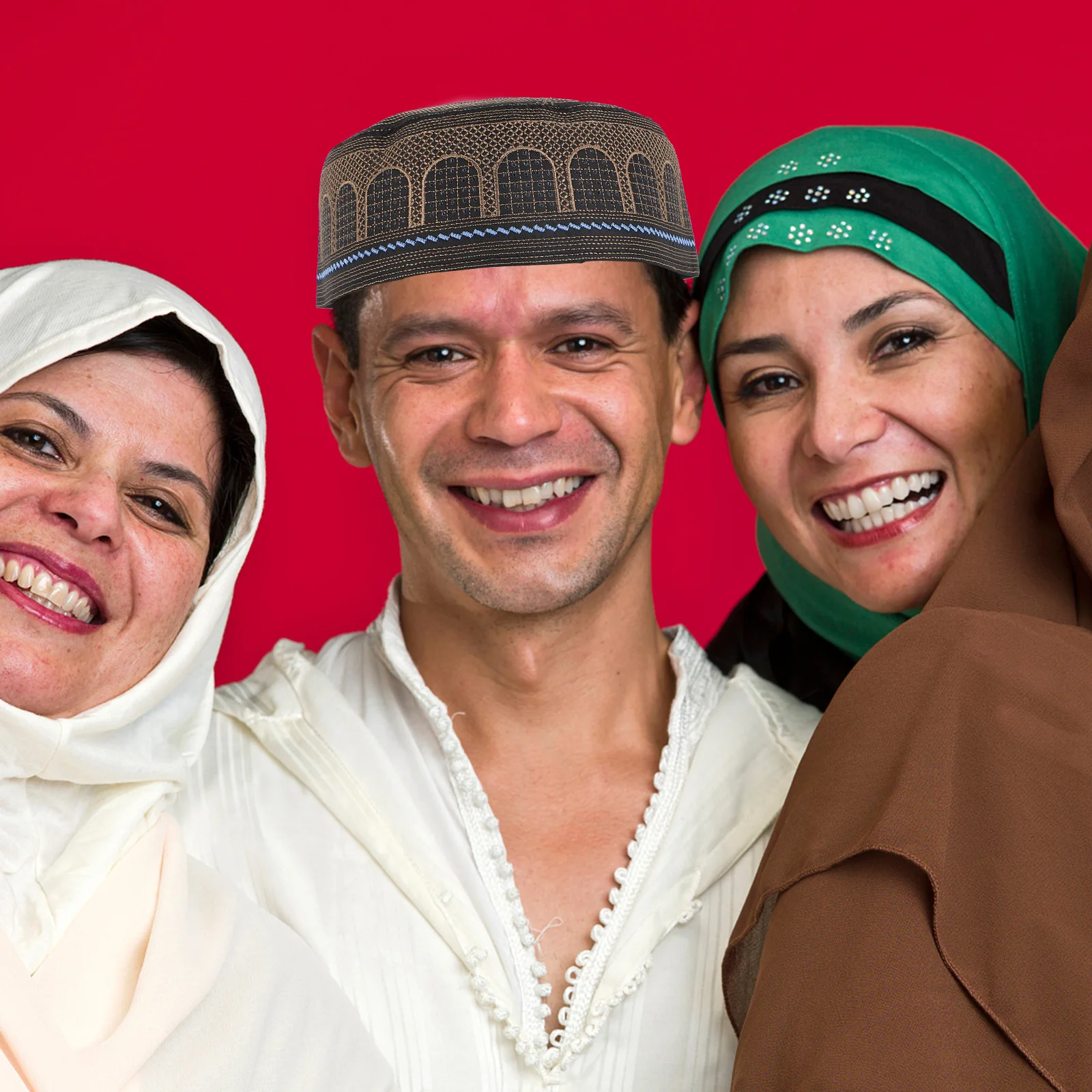 

1Pc Muslim Men Hat Embroidered Lightweight Comfortable Islamic Worship Cap for Religious Use