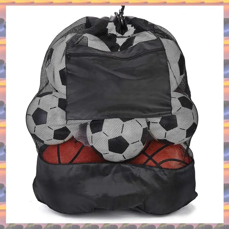 ABML Mesh Bag Adjustable Drawstring Soccer Storage Bags Waterproof Sports Ball Pack Volleyball Football Pocket, Big Durable