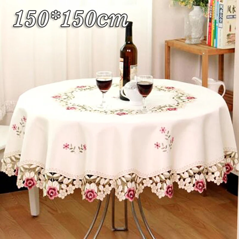 1pc 3 Sizes Tablecloth Rural Style Embroidered Round Table Cloth Home Hotel Decoration Table Cloth Home Party Table Covers