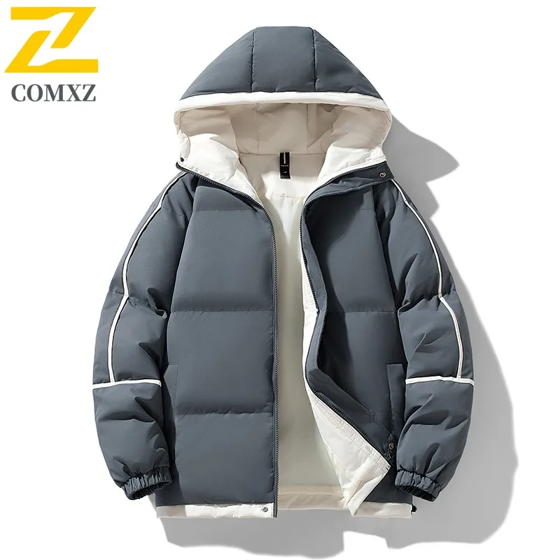 

COMXZ 2025 Live, горячая распродажа, 11 цветов, хлопковая стеганая куртка, мужская парка с капюшоном и заниженными плечами, студенческая пара, повседневная рабочая одежда, стиль