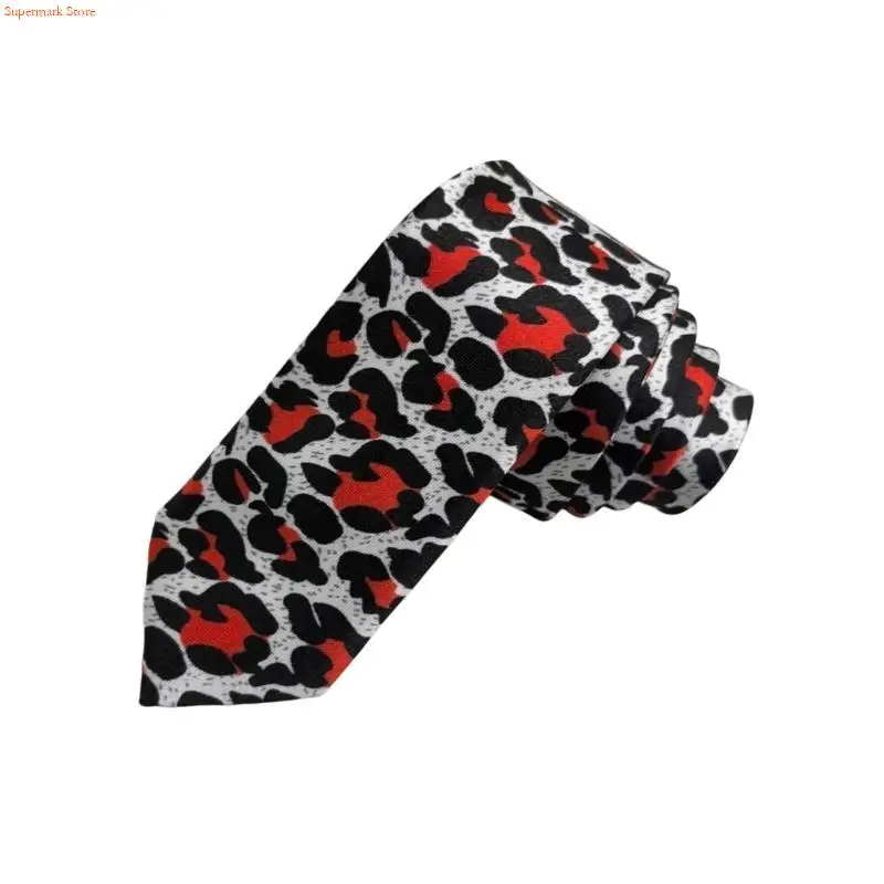 Q5WE Fashion Forward Leopard Necktie Unisex Long Tie for Trendy and Professional Look