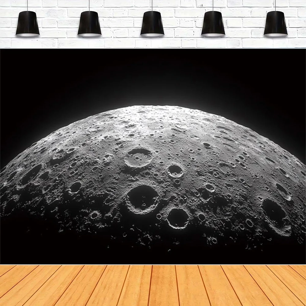 Photography Backdrop Universe Outer Space Astronomical Moonscape Moon Surface Lunar Soil Background Classroom Room Decor Banner