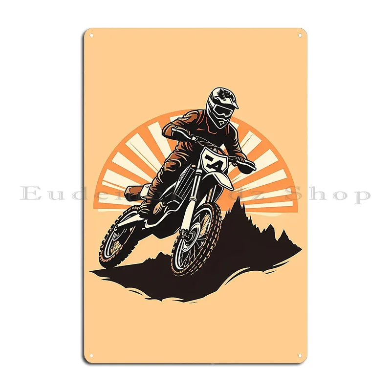 Orange Moto Cross Dirt Bike Enduro Rider Metal Sign Decoration Personalized Cinema Bar Cave Rusty Tin Sign Poster