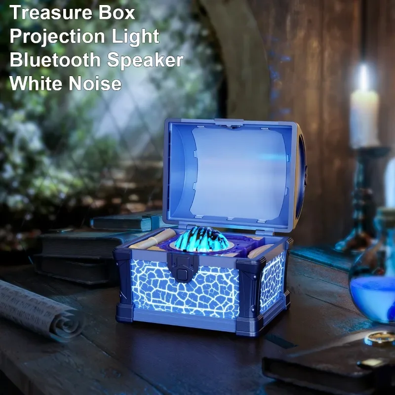 Treasure Box Projection Light Bluetooth Speaker White Noise All-in-one Machine Children's Atmosphere Night Light for Bedroom