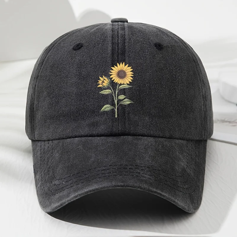 Retro Sunflower Pattern Baseball Hat Dad Hat, Suitable for Outdoor Sports, Fishing and Camping, Hiking Hat