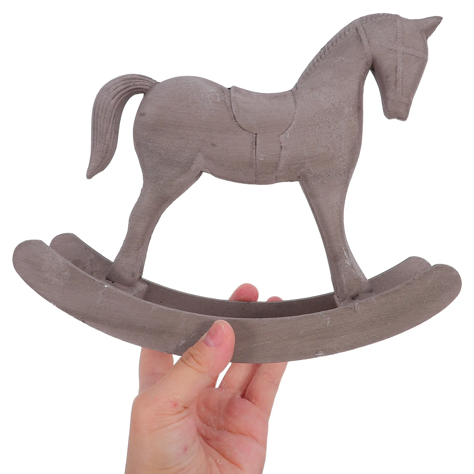 Chinese Zodiac Wooden Rocking Horse 8 Inch Vintage Sculpture Tabletop Ornament Home Cabinet Shelf