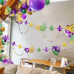 Green Purple Gold Mardi Gars Mark Garlands Paper Bead Dots Garlands for Mardi Gars Decoration Banner Mardi Gras Party Supplies