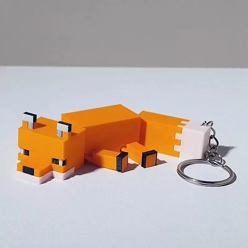 Mineworld Fox عمل نموذج ثلاثية الأبعاد مطبوعة أجنحة متحركة سطح المكتب الديكور MC ألعاب محيط كتلة نمط لغز لعبة نموذج الهدايا