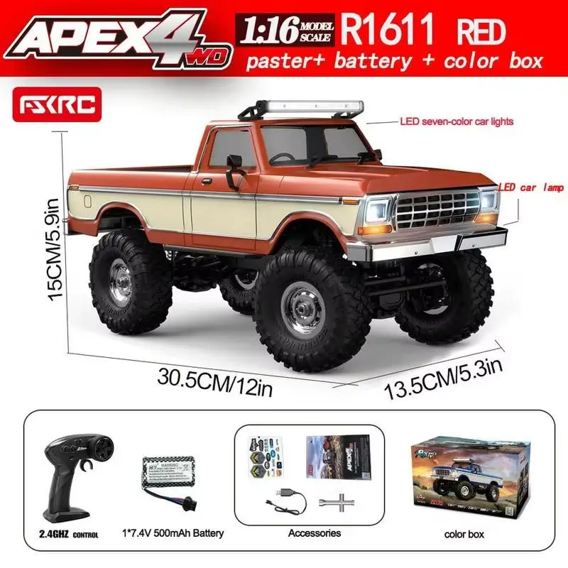 1:16 Rc Car Hb R1611 Rc 4x4 Off-Road Vehicle - Full Function Rc Crawler Alloy Drive Shaft Realistic Led Headlights Or Roof Light