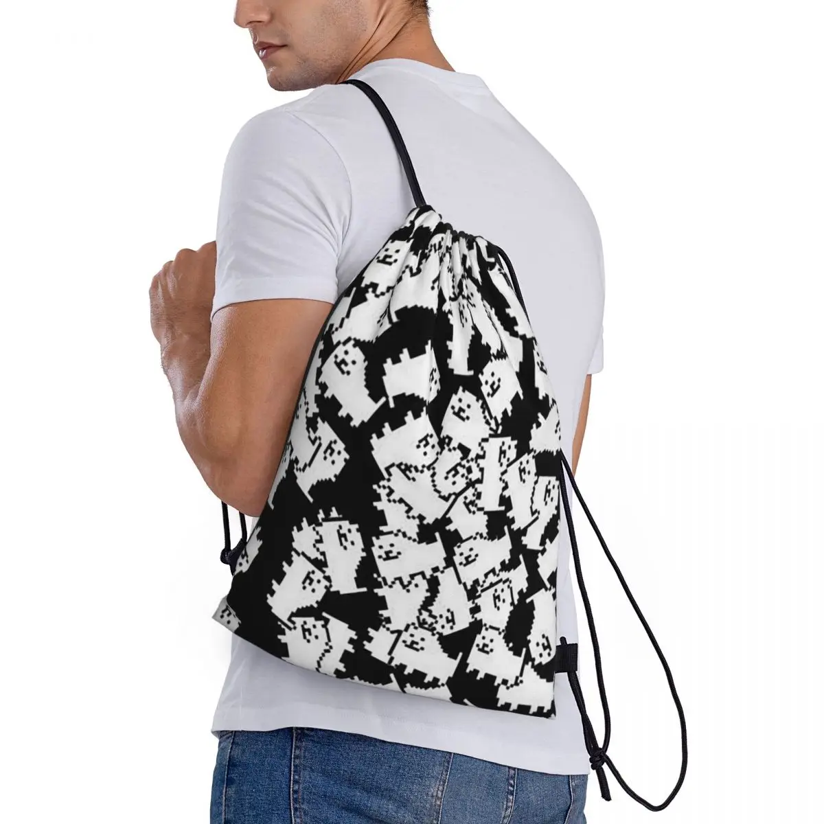 

Undertale Annoying Dog Video Game Cute Backpacks Casual Drawstring Bundle Pocket Sports Bag Book Bags for Travel School
