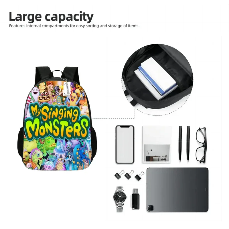 Monster Concert Shoulder Bag Anime Print Youth Backpack Boys Large Capacity Cartoon Mochila Children's Gift