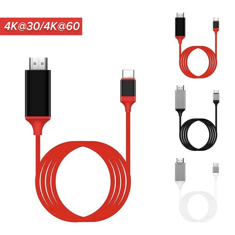 Kabel wideo 4K @ 60/30Hz USB C do kabla HDMI 1080P typu C 3.1 przewรณd HDTV do macbooka Pro chromebooka piksel