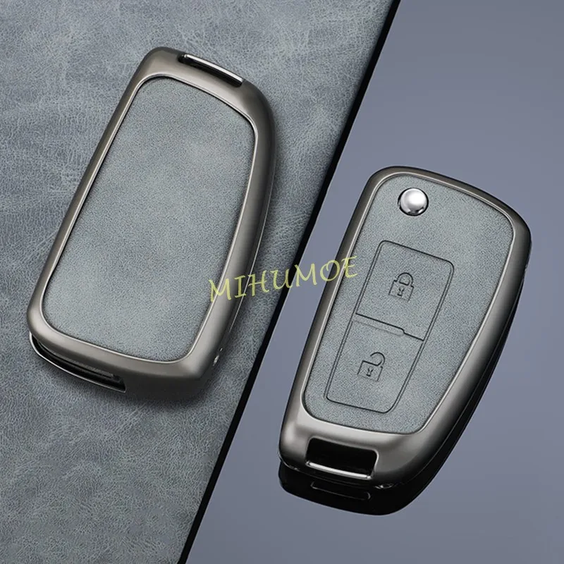 Voor Nissan Rogue X-Trail T32 Qashqai 2014-2020 / Kicks Juke 2020-2024 Metalen Lederen Auto Flip Key Case Cover Shell Fob Protector