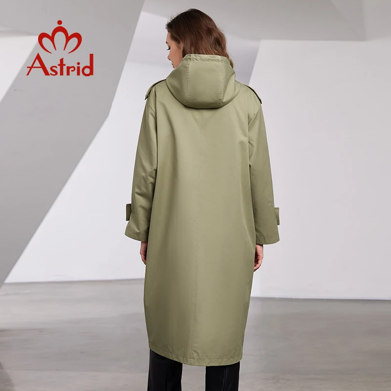 Astrid Spring Autumn New Women\'s Trench Coat Women Jacket Long Hooded Zipper Fashion Casual Windproof Overcoat Female Outerwear