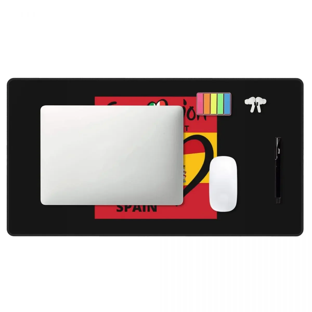 Large Mouse Pad Eurovision Song Contest SPAIN. Flag Of Spain With Heart Gamer PC Laptop Mats Keyboard  Accessories Desk Mat